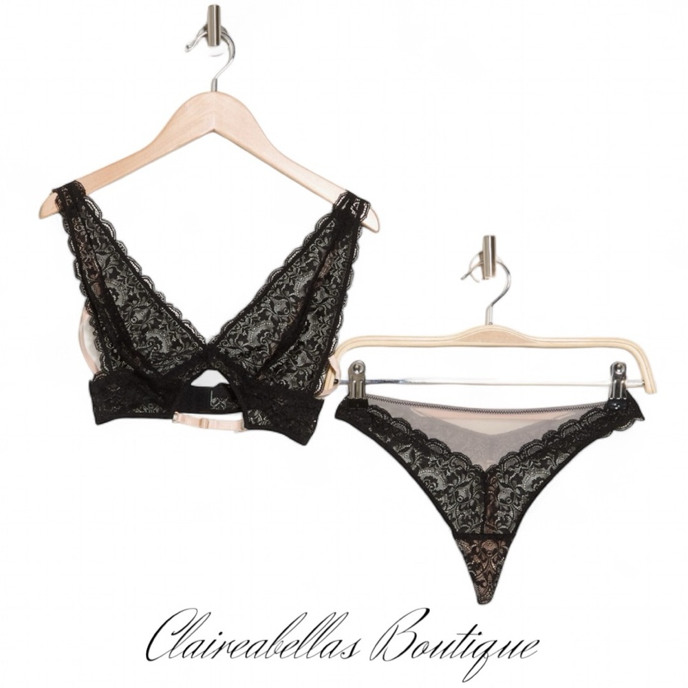 Honeydew Intimates Black Lace Bra with Thong Set